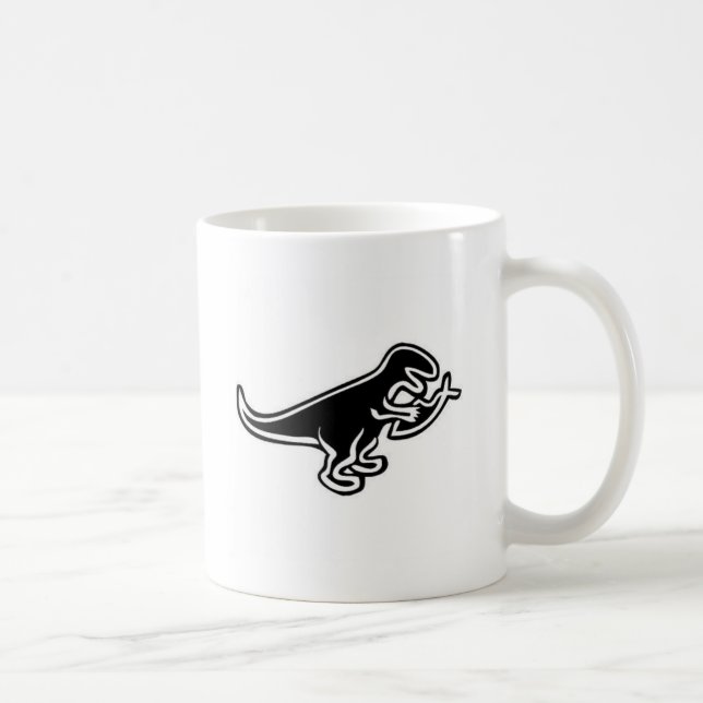 Dinosaurier, der Jesus-Fische isst Kaffeetasse (Rechts)
