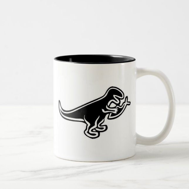 Dinosaurier, der Jesus-Fische isst Zweifarbige Tasse (Rechts)