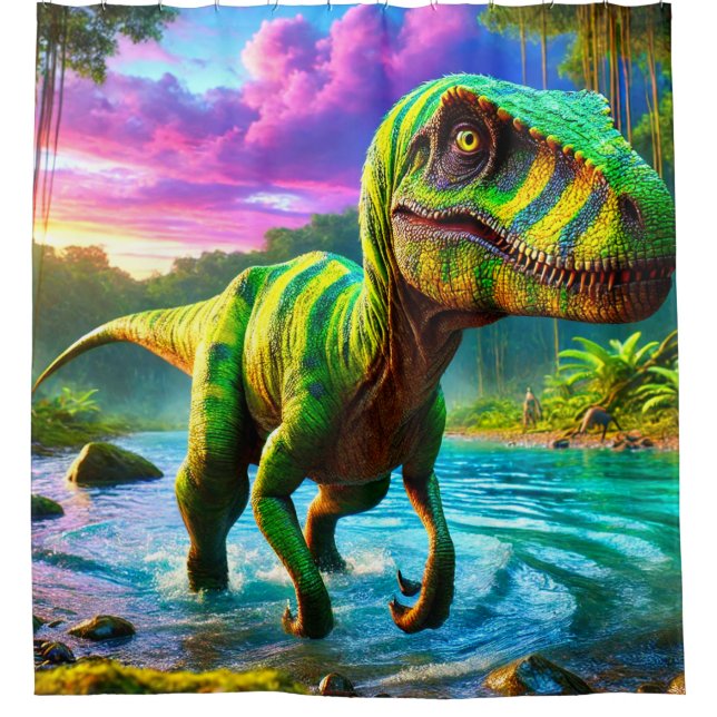 Dinosaurier Design Duschvorhang (Vorderseite)