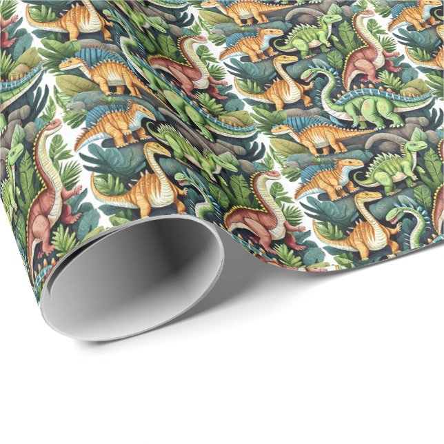 Dinosaurier Design Wrapping Paper Geschenkpapier (Rolleneckpunkt)