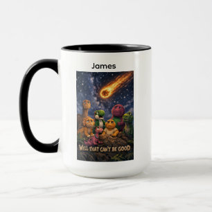 Dinosaurier, die auf den einschlagenden Meteor sch Tasse