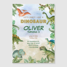 Dinosaurier Dino T-rex Geburtstagseinladungen Magn