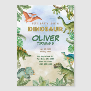 Dinosaurier Dino T-rex Geburtstagseinladungen Magn Magnetkarte