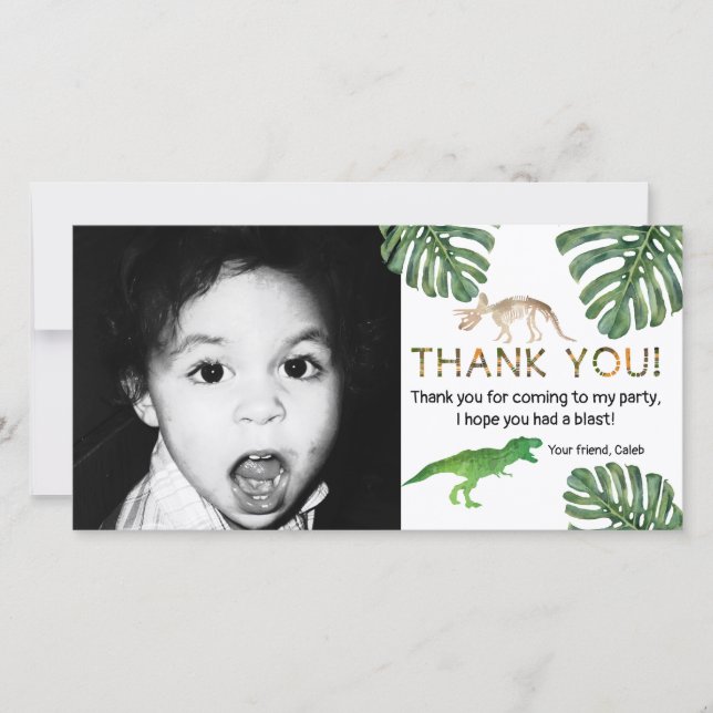 Dinosaurier! Dinosaur Birthday Party Danke (Vorderseite)