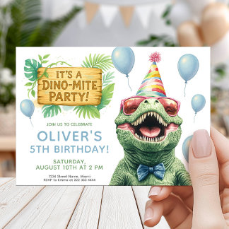 Dinosaurier-Dschungel-Party zum Kindergeburtstag Einladung