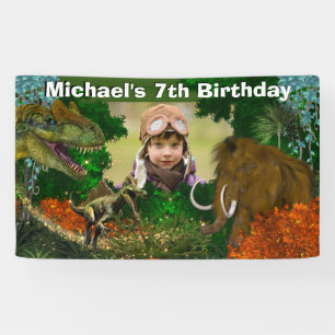 Dinosaurier-Dschungel T-rex-Wollmammut-Foto Banner