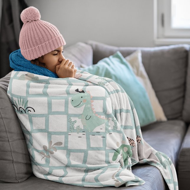 Dinosaurier Einfaches skandinavisches Kinderdesign Fleecedecke (Dinosaur Simple Scandinavian Child Design Fleece Blanket)