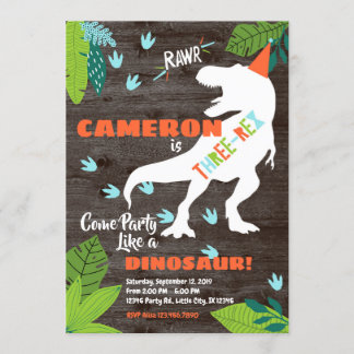 Dinosaurier-Einladung zum 3. Geburtstag Einladung