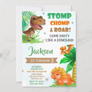 Dinosaurier Einladung zum Geburtstag Dino Einladun