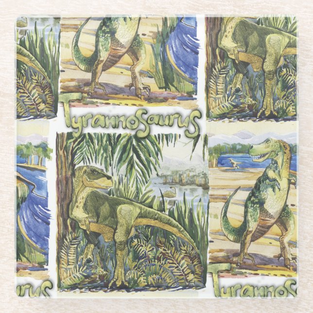 Dinosaurier Era: Aquarellbilder Glasuntersetzer (Vorderseite)