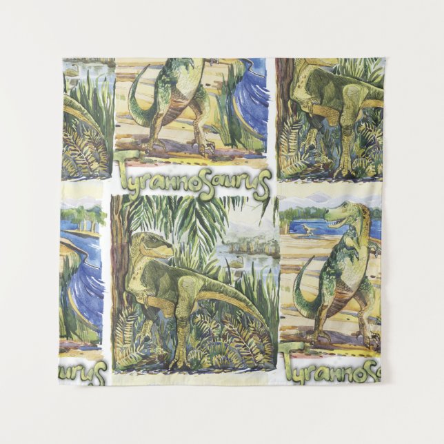 Dinosaurier Era: Aquarellbilder Wandteppich (Vorderseite)
