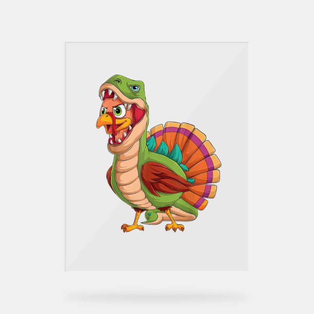 Dinosaurier Erntedank Boys Turkey Saurus T rex Tur Acrylschild (Vorderseite)