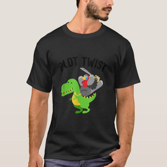 Dinosaurier Erntedank Türkei reitet auf einem Dino T-Shirt (Vorderseite)