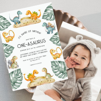 Dinosaurier Erster Geburtstag Oneasaurus Party Fot Einladung