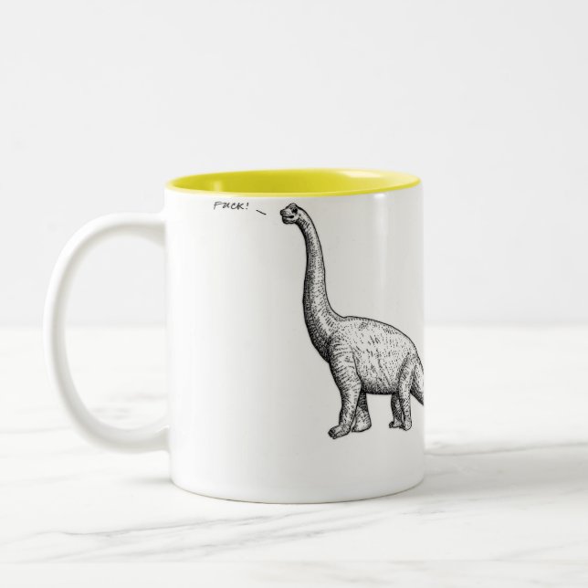 Dinosaurier, F*ck, TierTasse Zweifarbige Tasse (Links)