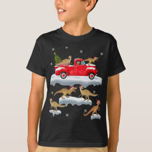 Dinosaurier fahren Weihnachtsbaum Red Truck Dinosa T-Shirt