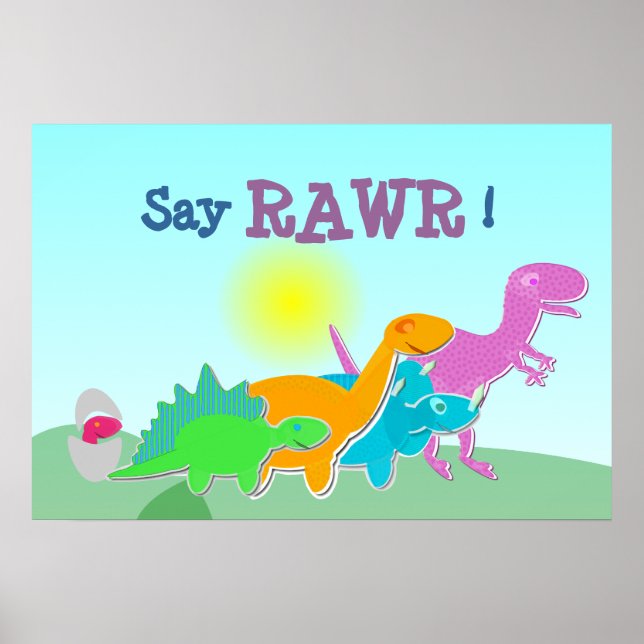 Dinosaurier Familie sagt Rawr! Poster (Vorne)