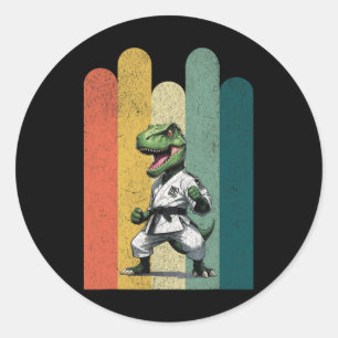 Dinosaurier-Fans mutig Karate Stolz Mut Stärke  Runder Aufkleber