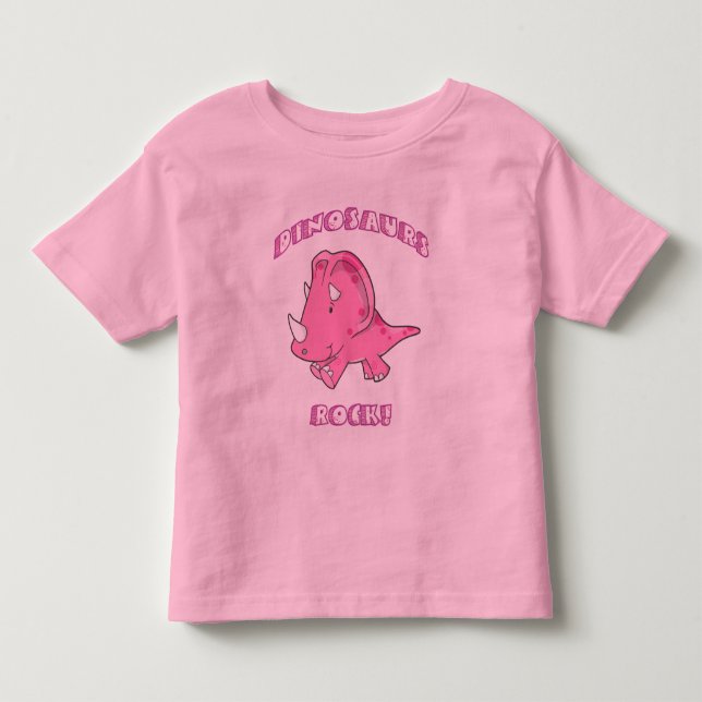 Dinosaurier-Felsen-Rosa Kleinkind T-shirt (Vorderseite)