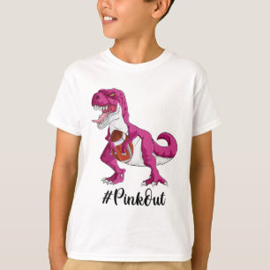 Dinosaurier Football Boys Brustkrebs Bewusstsein T-Shirt