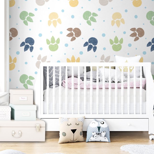 Dinosaurier Footprints Pattern Kinder Junge Farbe Tapete (Dinosaur Footprints Pattern Kids Boy Colorful Wallpaper)