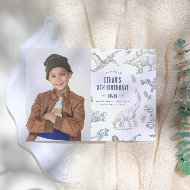 Dinosaurier Foto Geburtstagsparty Einladung (Von Creator hochgeladen)