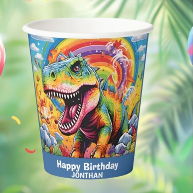 Dinosaurier Geburtstag bunt niedlich Pappbecher (Celebrate your little one's special day with our adorable dinosaur birthday paper cups! )