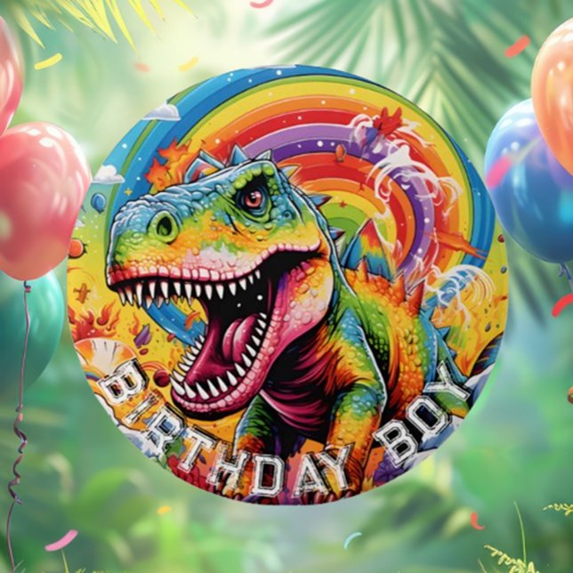 Dinosaurier Geburtstag bunt niedlich Runder Pappuntersetzer (Cute Colorful Dinosaur Birthday Coasters for Fun Parties!)