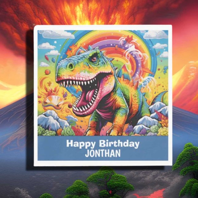 Dinosaurier Geburtstag bunt niedlich Serviette (Cute Colorful Dinosaur Birthday Napkins for a Fun Party!)
