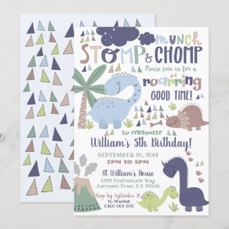 Dinosaurier Geburtstag Einladung Stomp und Chomp