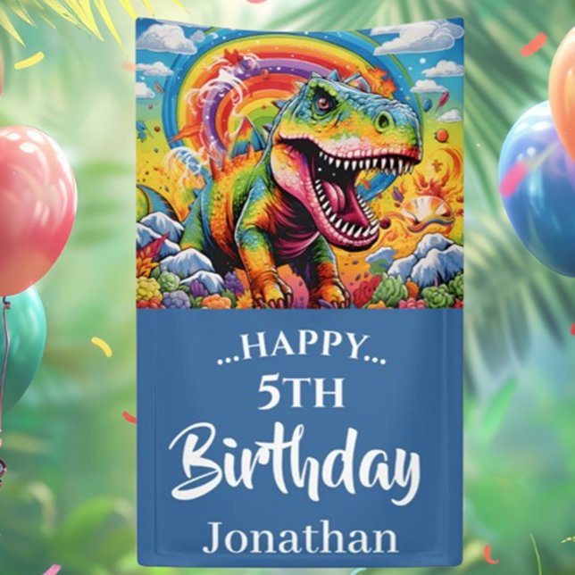 Dinosaurier Geburtstag farbig blau Mittlere Geschenktüte (Colorful Blue Dinosaur Birthday Gift Bags for All Ages!)