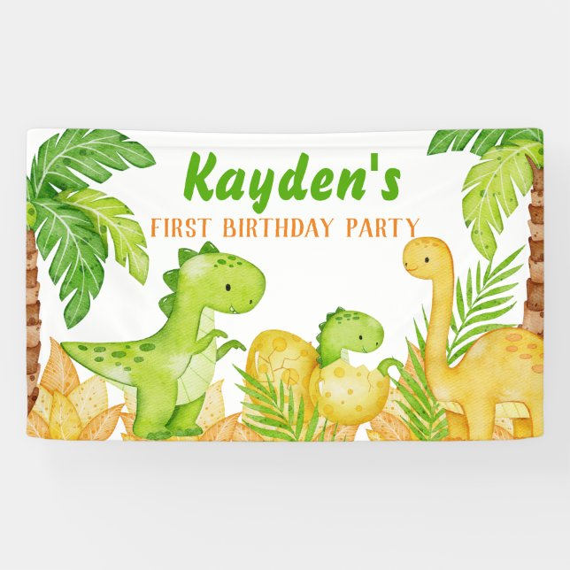Dinosaurier Geburtstag personalisiertes Party Banner (Horizontal)