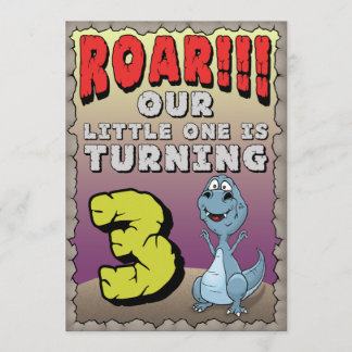 Dinosaurier-Geburtstags-Einladung 3-Jährige Einladung