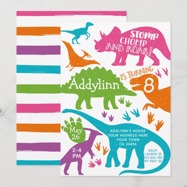 Dinosaurier-Geburtstags-Einladung Einladung (Vorne/Hinten)