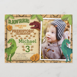 Dinosaurier-Geburtstags-Einladung, T-Rex Einladung