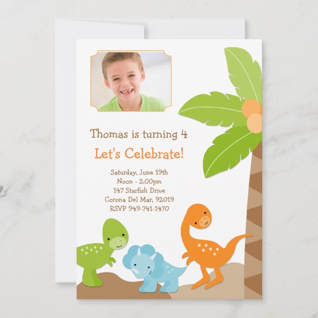 Dinosaurier-Geburtstags-Party Einladung (Vorderseite)