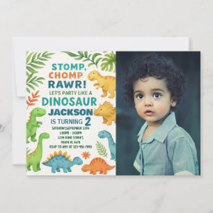 Dinosaurier Geburtstagseinladungen mit Foto Feiertagskarte