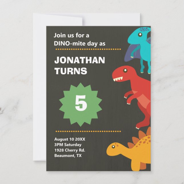 Dinosaurier Geburtstagsfeier Einladung (Vorderseite)