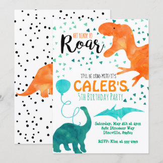 Dinosaurier Geburtstagsfeier Einladung Aquarell