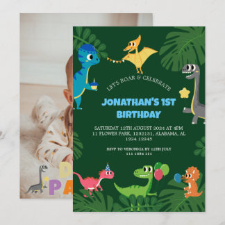 Dinosaurier Geburtstagsparty Erstes Geburtstags Ba Einladung