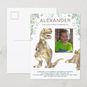 Dinosaurier Geburtstagsparty Foto Einladungspostkarte