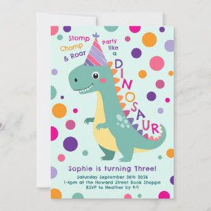 Dinosaurier Geburtstagsparty Kinder Einladung