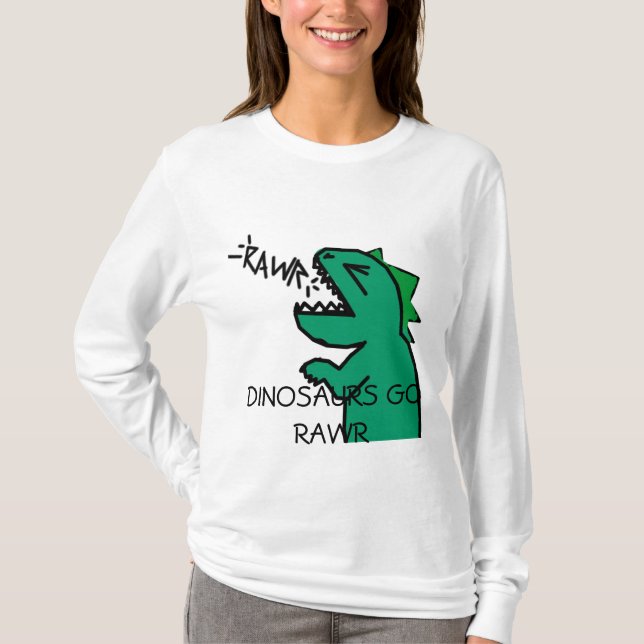DINOSAURIER GEHEN RAWR Mädchen Hoodiehülse T-Shirt (Vorderseite)