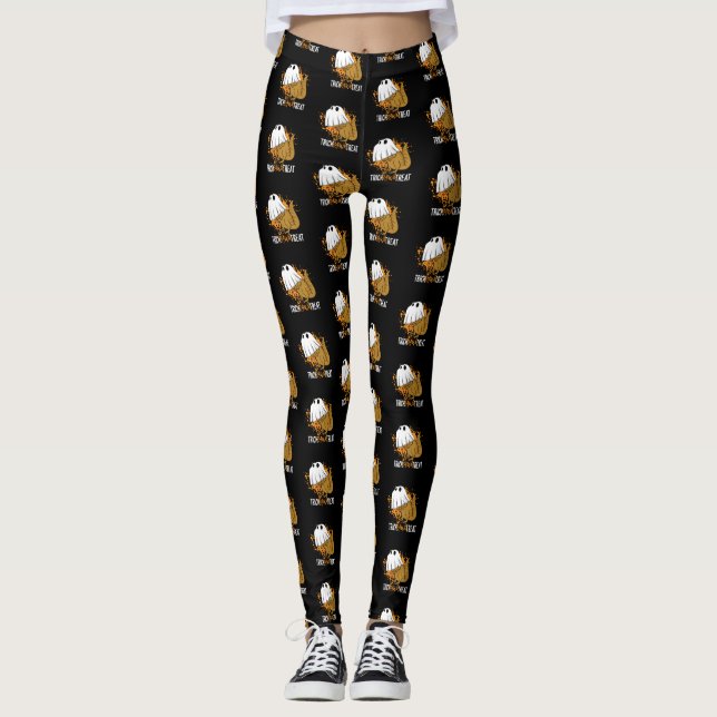 Dinosaurier-Geist Trick Rawr Leckerei-Halloweens T Leggings (Vorderseite)