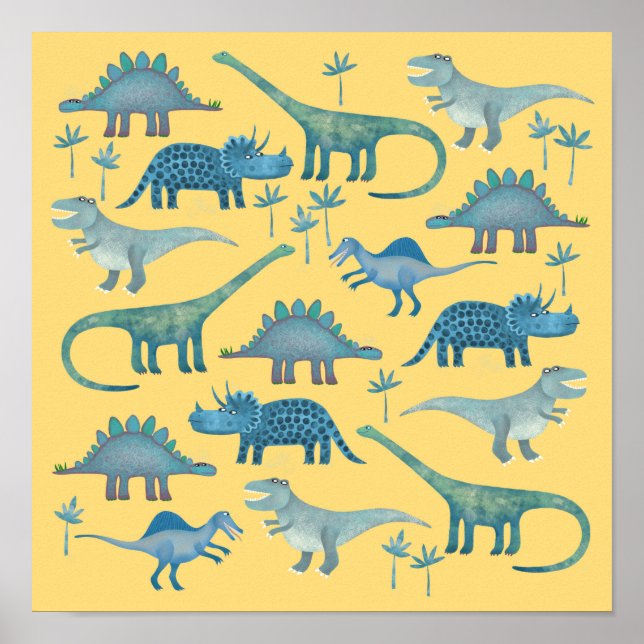 Dinosaurier Gelb Poster (Vorne)