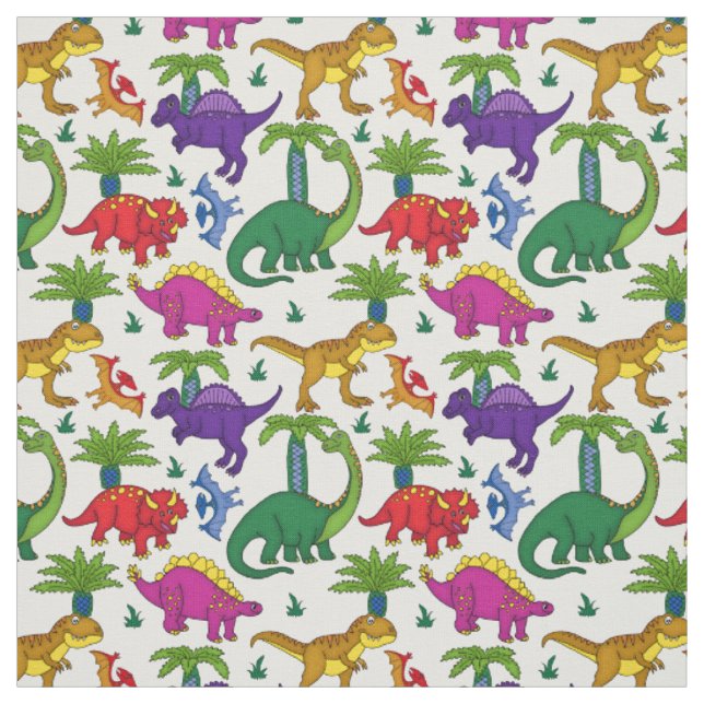 Dinosaurier Gemustert farbenfrohe Dinos Fabric Stoff (Muster)