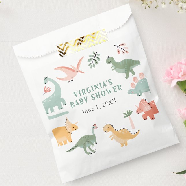 Dinosaurier Geschenktütchen (Dinosaur Theme Decor Baby Shower Favor Bag by Painted Paperie
)