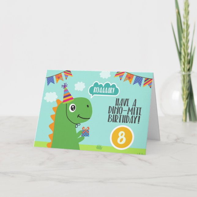 Dinosaurier "haben einen Dinomilbe Geburtstag " Karte (Vorderseite)