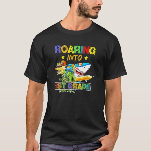 Dinosaurier-Hai der 1. Klasse bis zum Scho T-Shirt (Vorderseite)