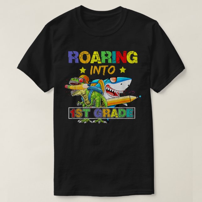 Dinosaurier-Hai der 1. Klasse bis zum Scho T-Shirt (Design vorne)